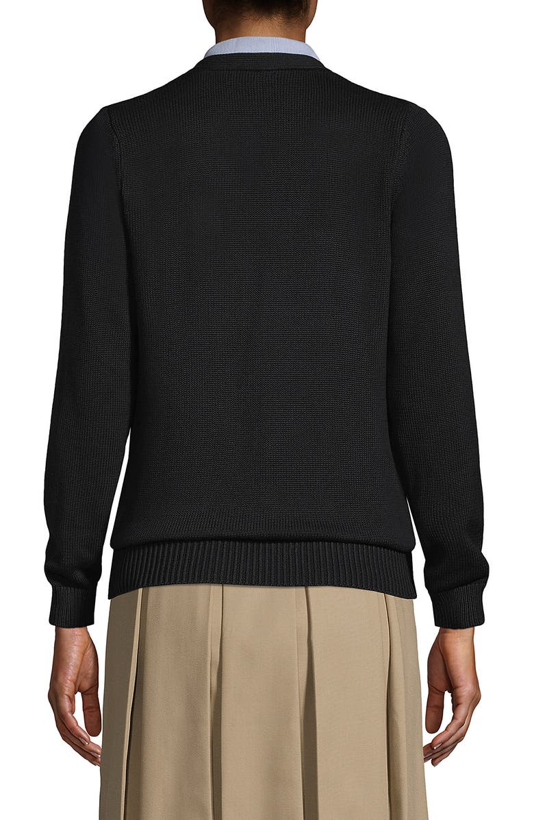Lands' End School Uniform  Cotton Modal Button Front Cardigan Sweater, Alternate, color, Black