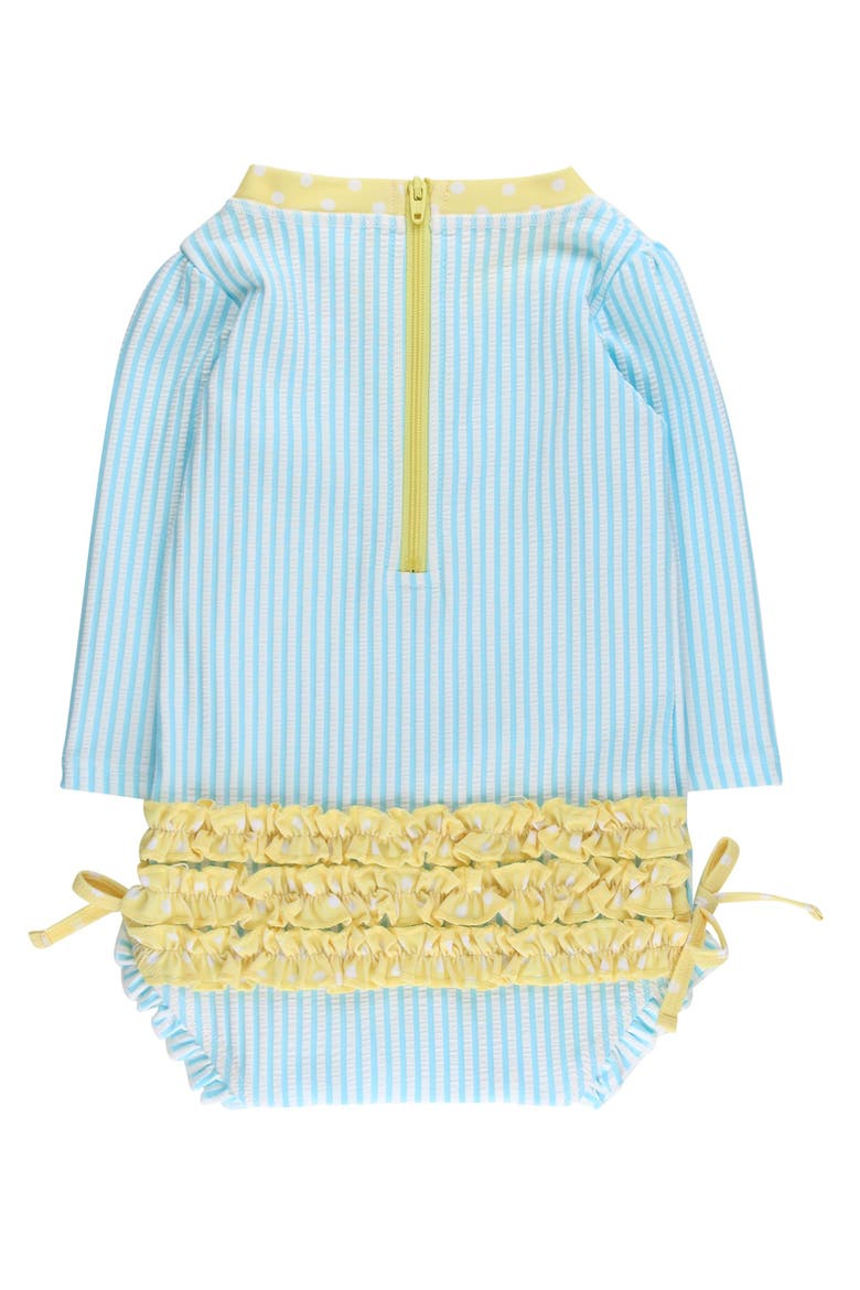 Girls Seersucker Long Sleeve UPF50+ One Piece Rash Guard, Alternate, color, Blue Breeze Seersucker