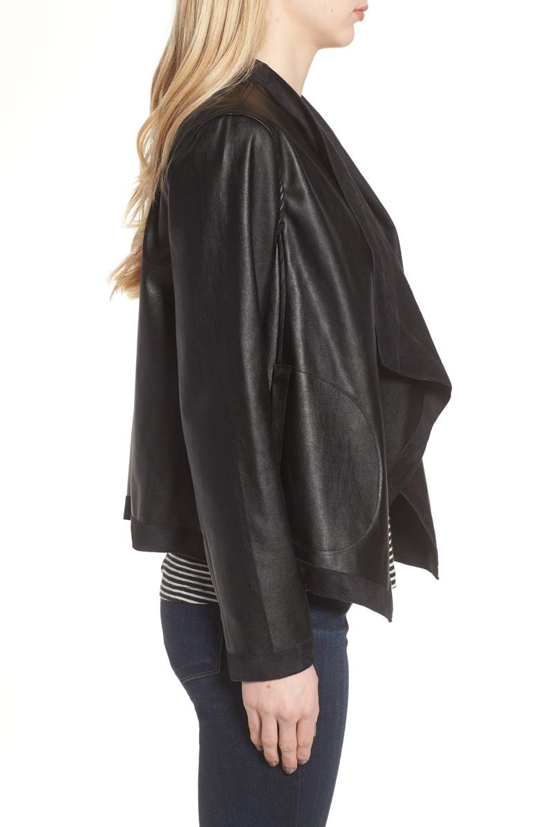BB Dakota by Steve Madden BB Dakota Teagan Reversible Faux Leather Drape Front Jacket, Alternate, color, 