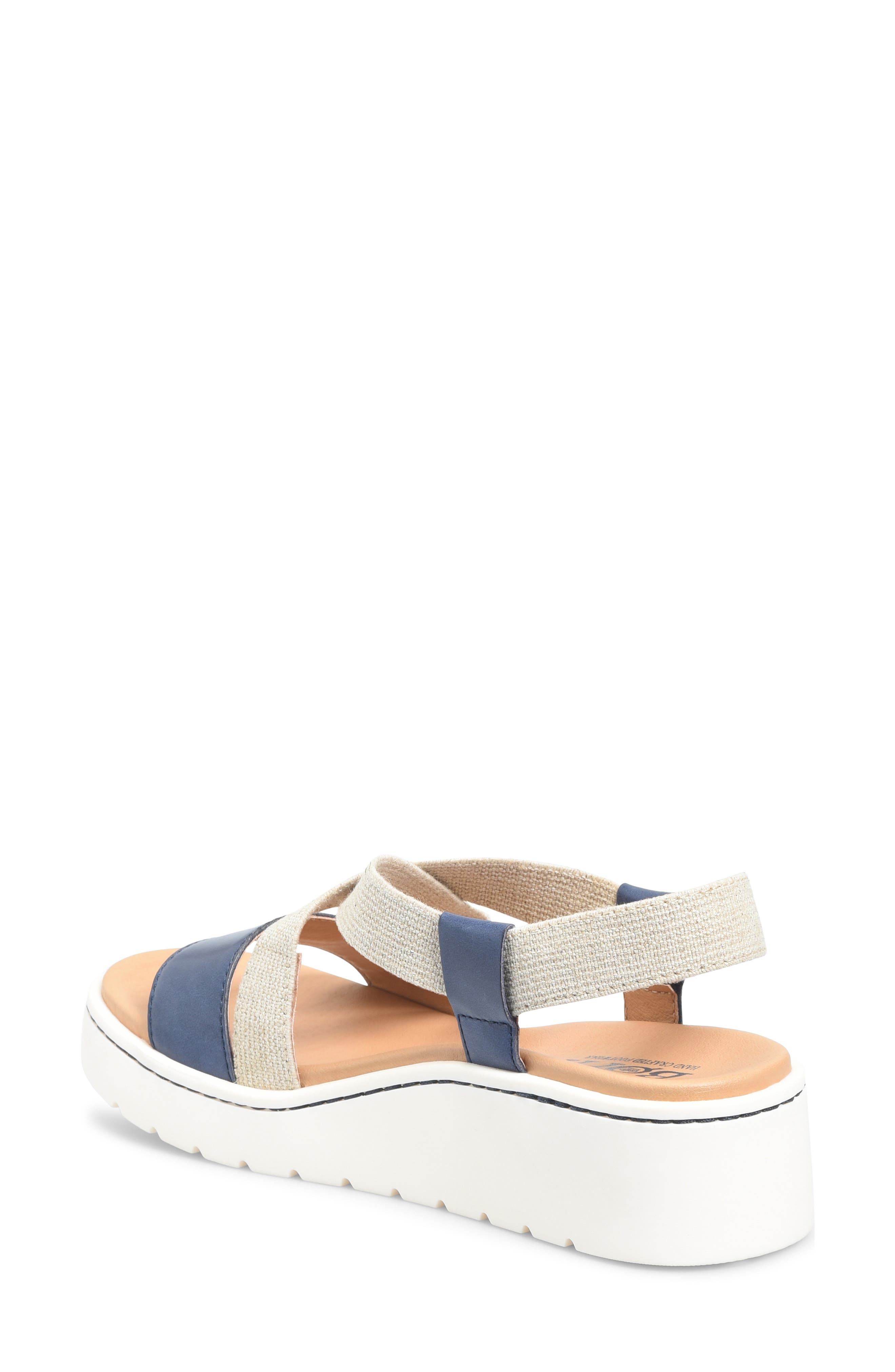 Børn Kasady Ankle Strap Platform Wedge Sandal, Alternate, color, Navy Leather