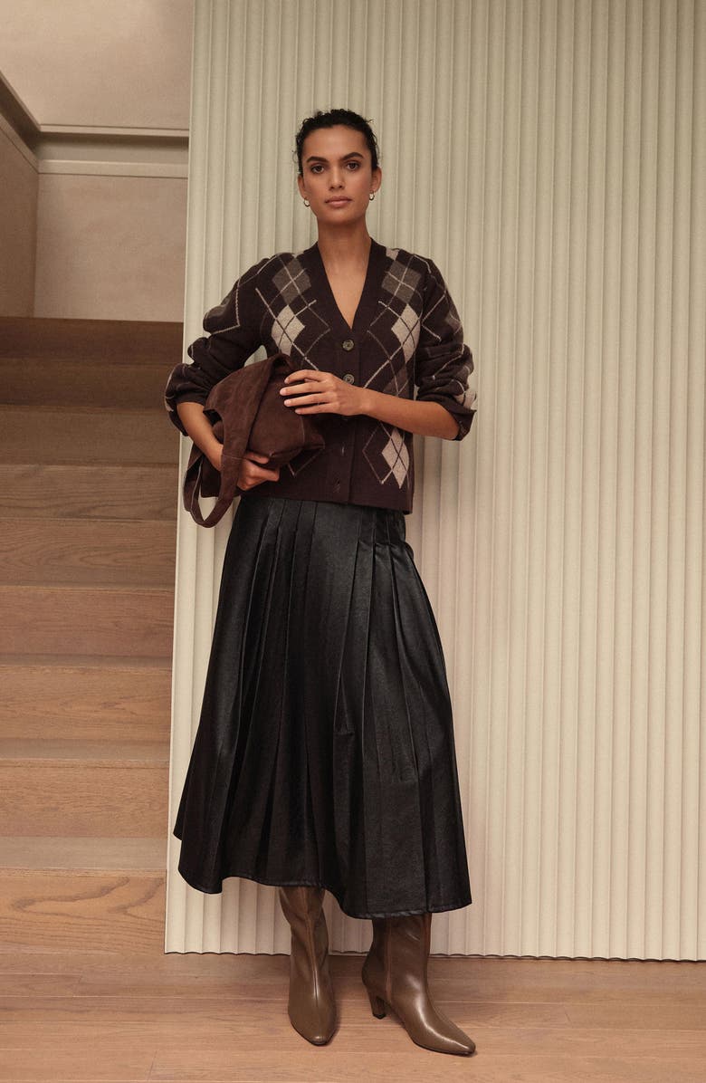 NEXT Argyle Wool Cardigan, Alternate, color, Brown