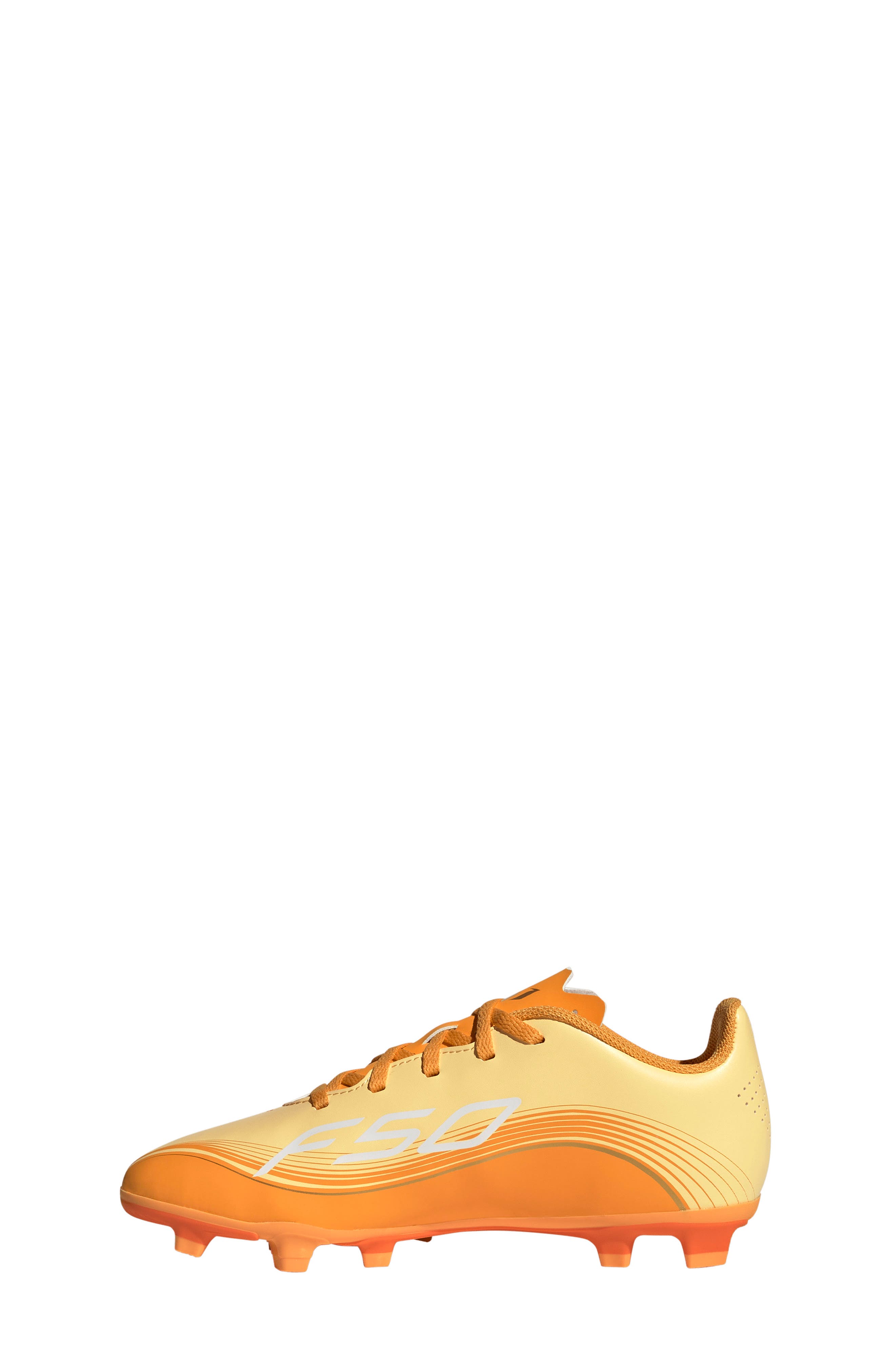 Kids' F50 Messi Club Soccer Cleat, Alternate, color, TANGERINE/ GOLD METALLIC