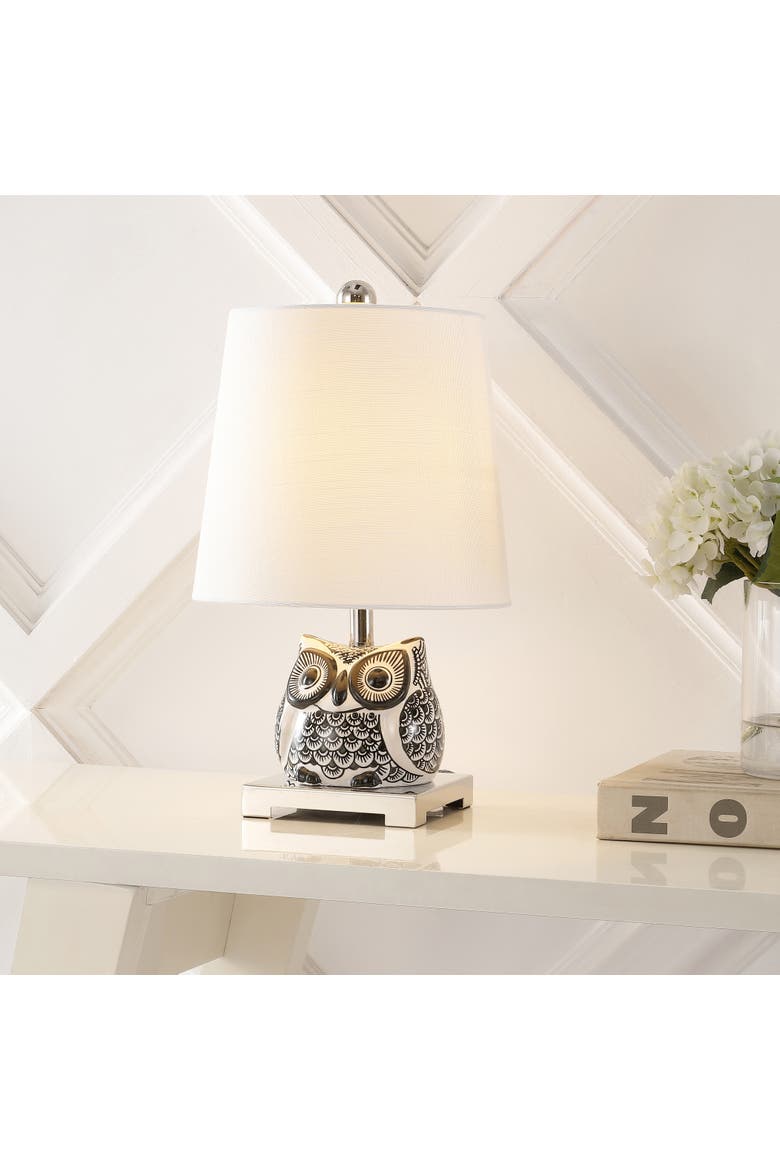 Justina Ceramic Mini LED Table Lamp, Alternate, color, Black/White