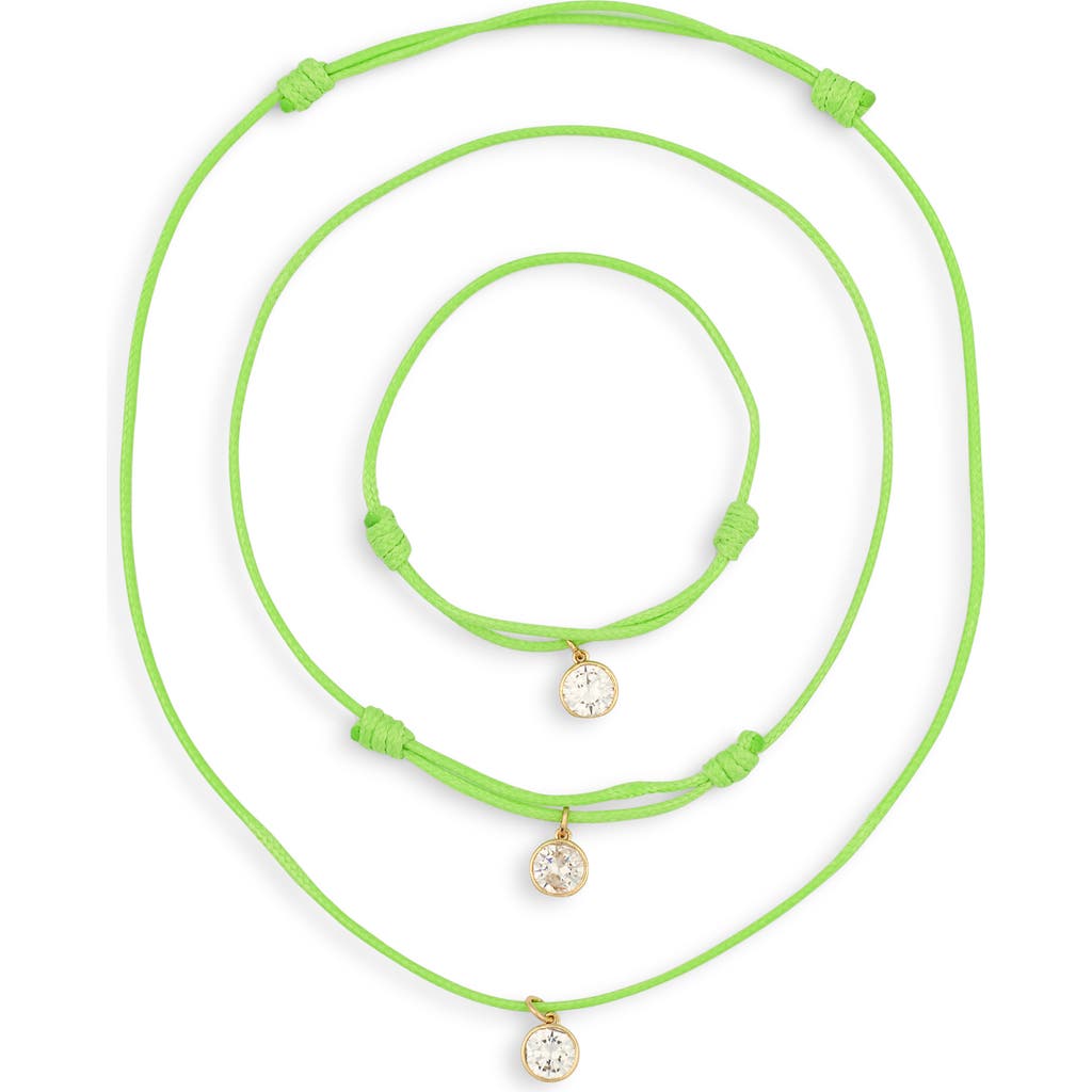 Leith Cubic Zirconia Cord Necklace, Bracelet & Anklet Set In Multi