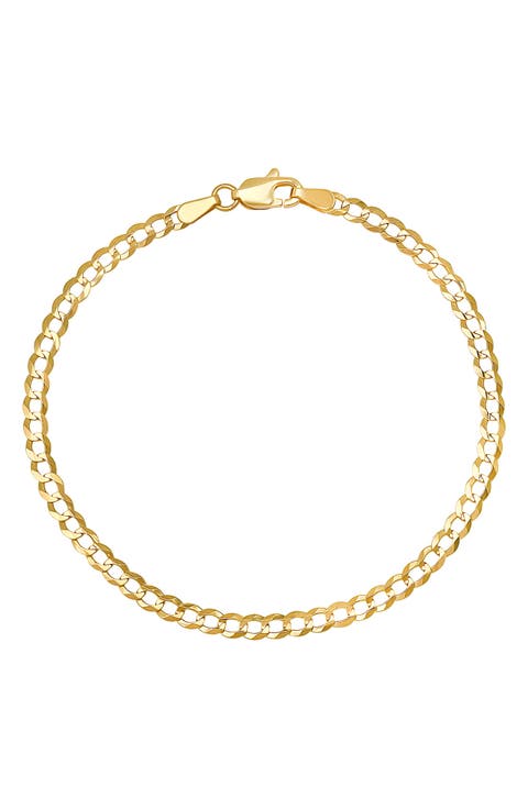 14K Gold 7" Miami Curb Chain Bracelet