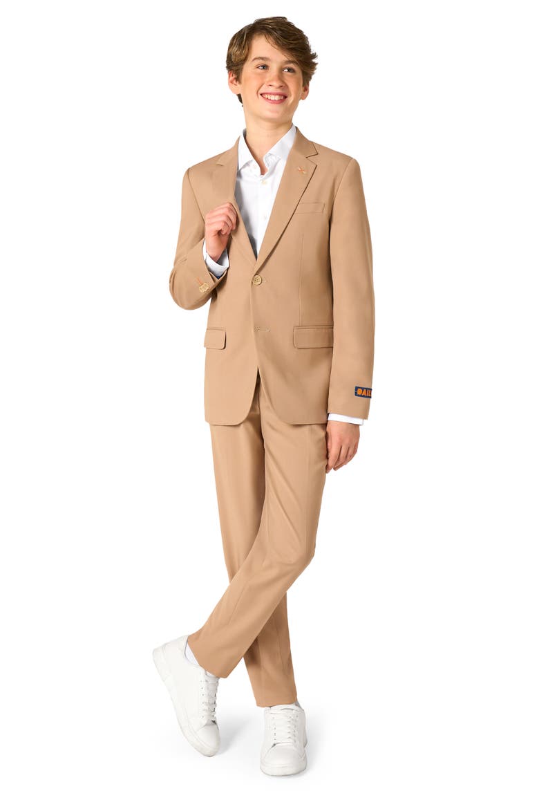 Kids' Daily Dark Sand Stretch Suit, Main, color, BEIGE