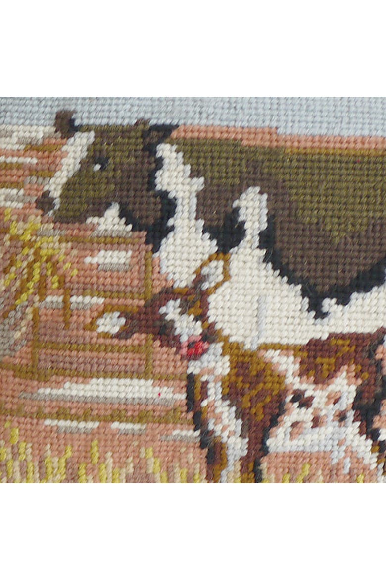 Needlepoint 4 Seasons Country Cow Needlepoint Throw Pillow, 9" x 11", Alternate, color, Brown