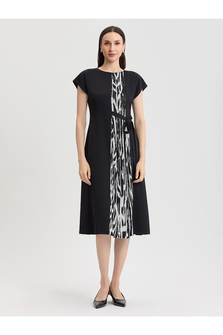 Fit & Flare Abstract Animal Print Midi Dress, Main, color, Black/New Ivory