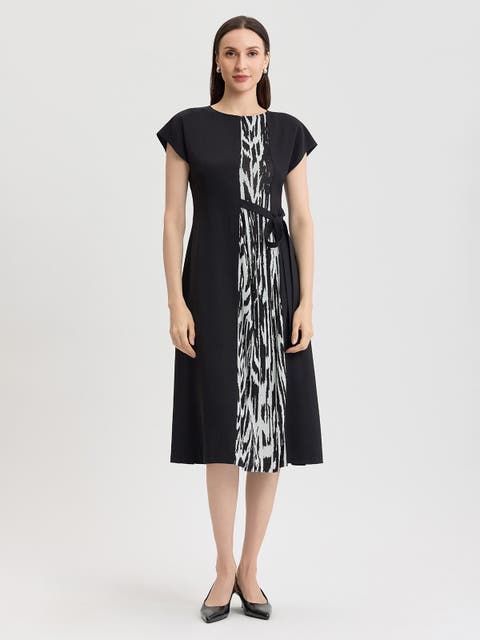 Fit & Flare Abstract Animal Print Midi Dress