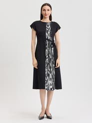 Misook Fit & Flare Abstract Animal Print Midi Dress