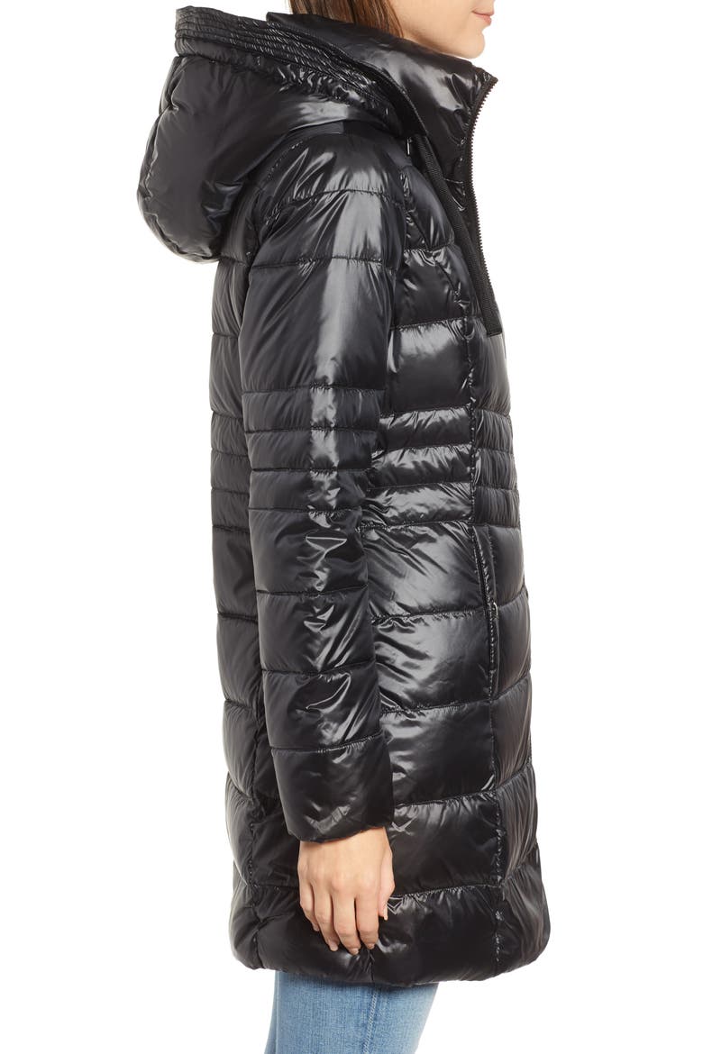 Hooded Down Coat, Alternate, color, BLACK