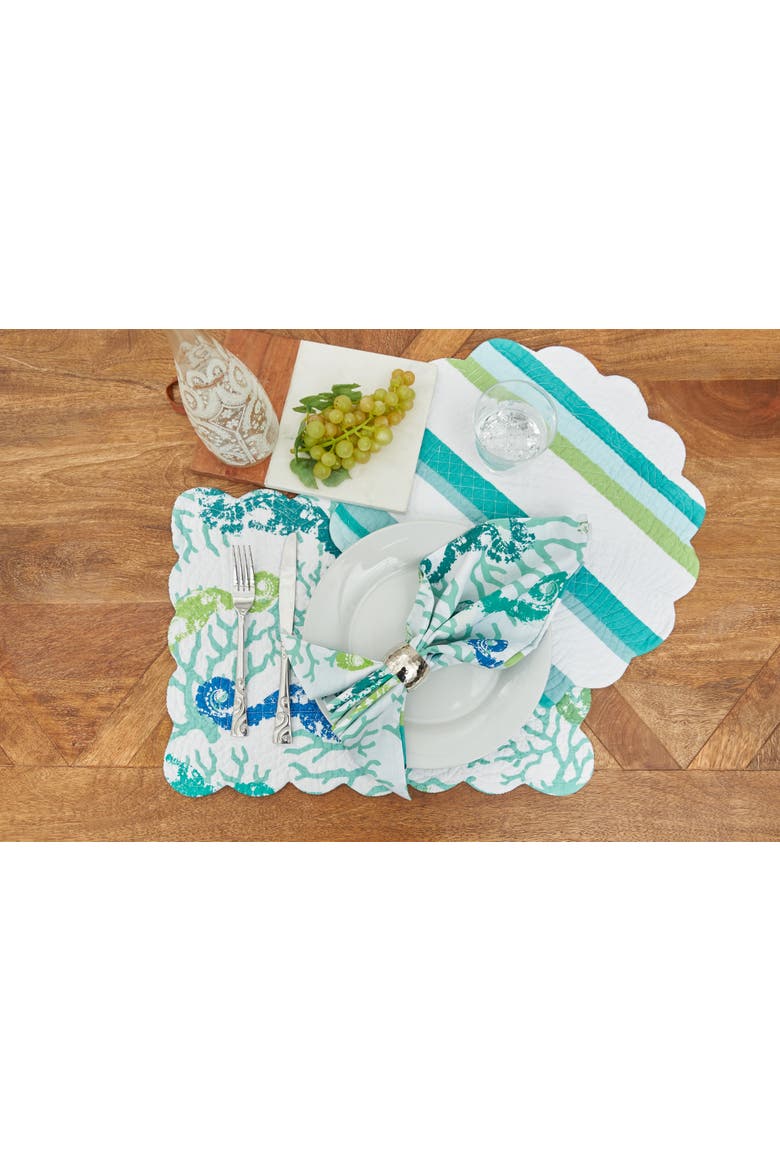 Aquarius Cotton Reversible Napkin, Set of 6, Alternate, color, Green