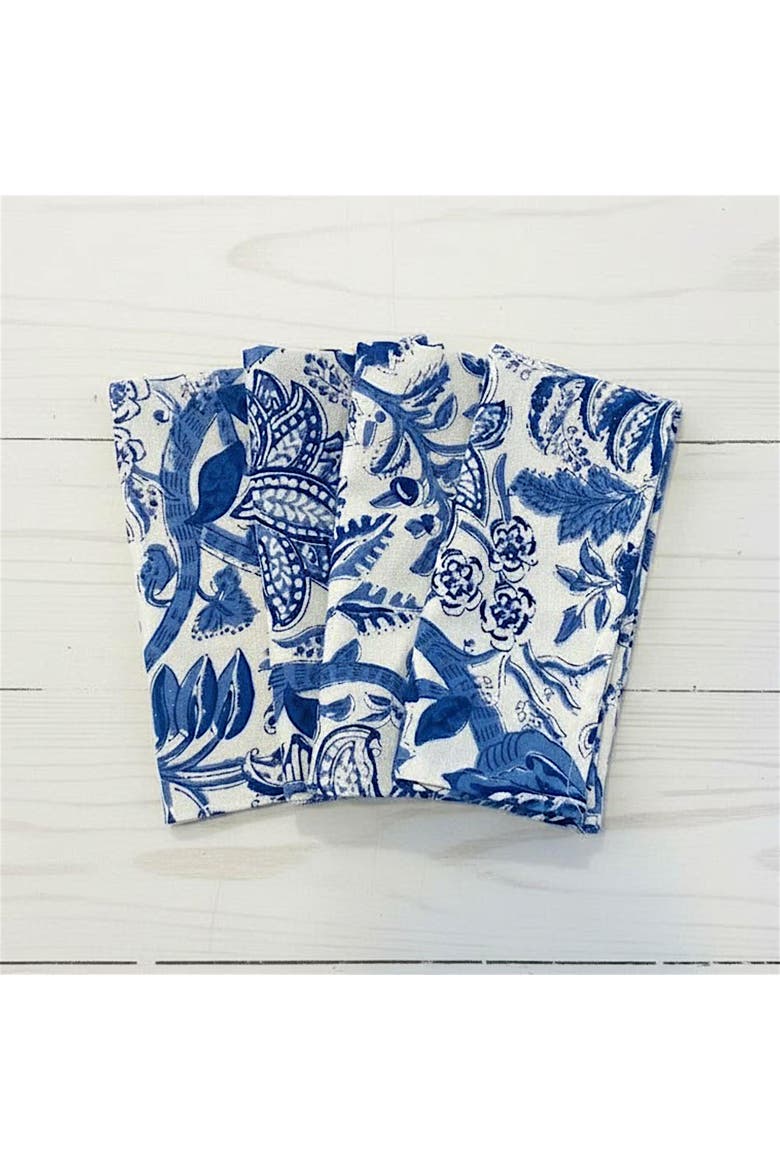 Cotton Placemat & Napkin Block Print, Alternate, color, Blue