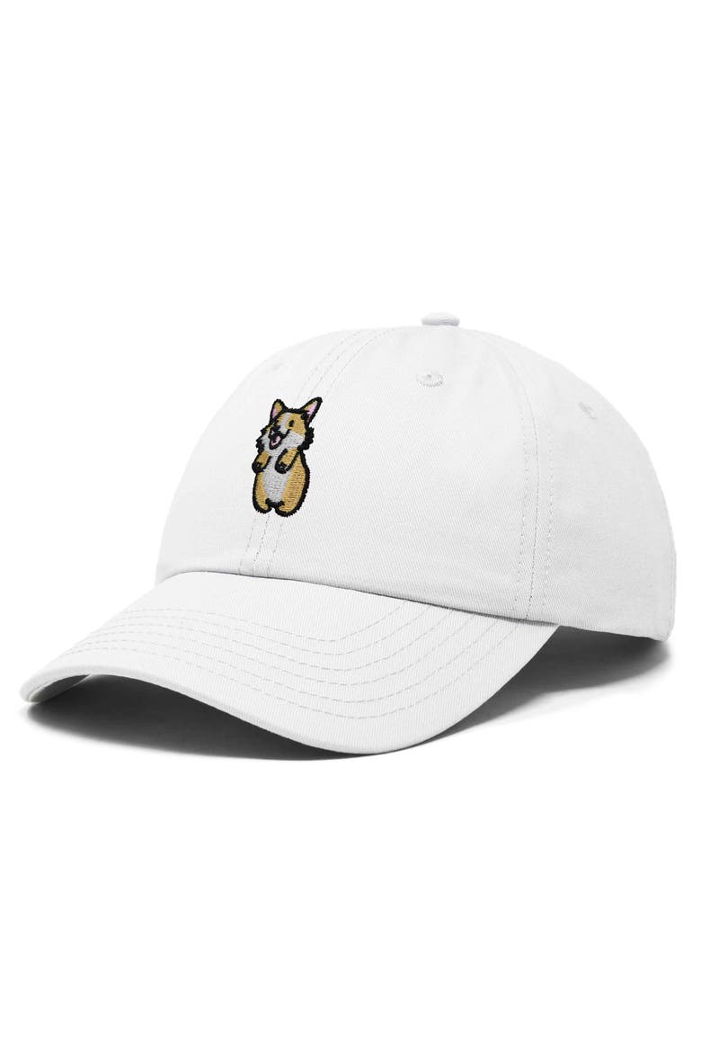 Leaping Corgi Embroidered Cap, Alternate, color, White