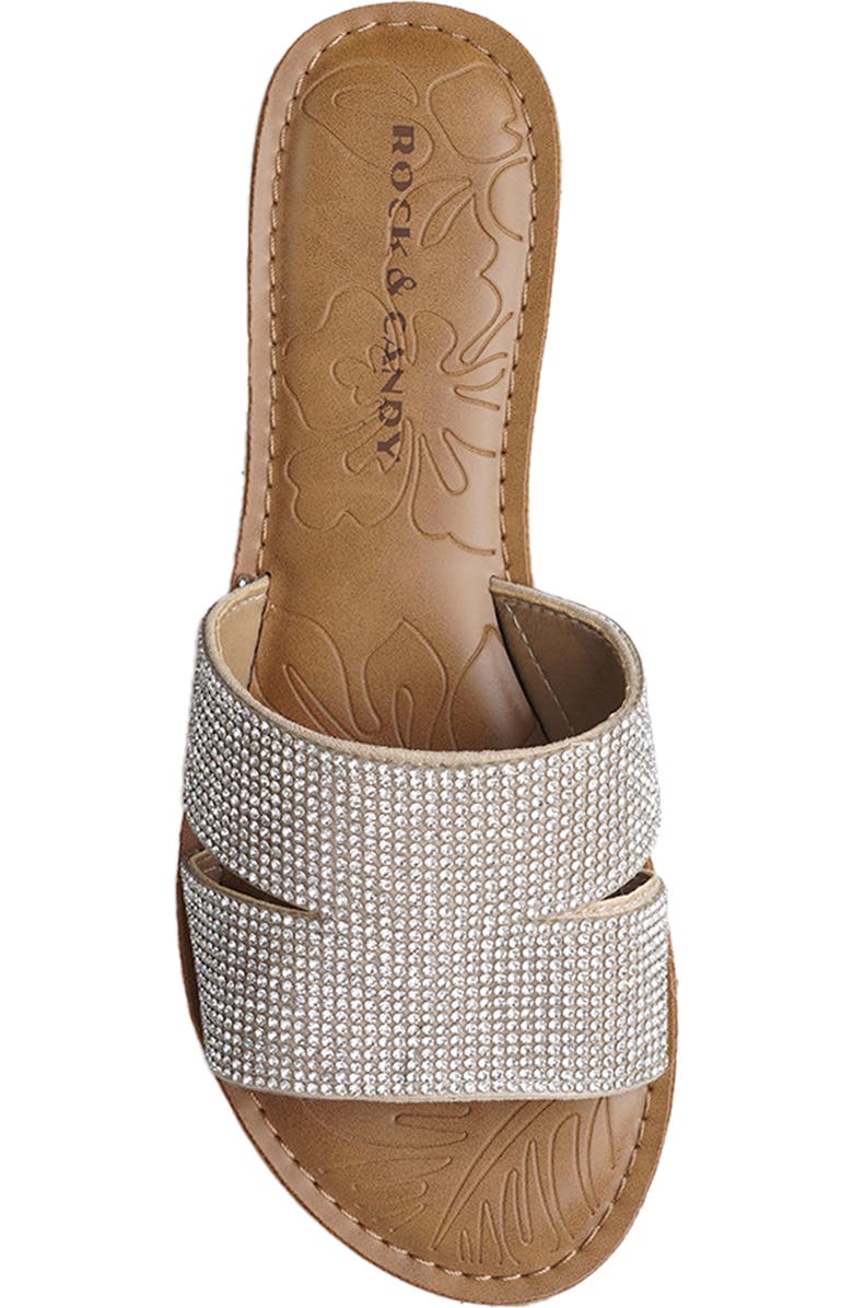 ROCK AND CANDY Double Cutout Crystal Slide Sandal, Alternate, color, Beige