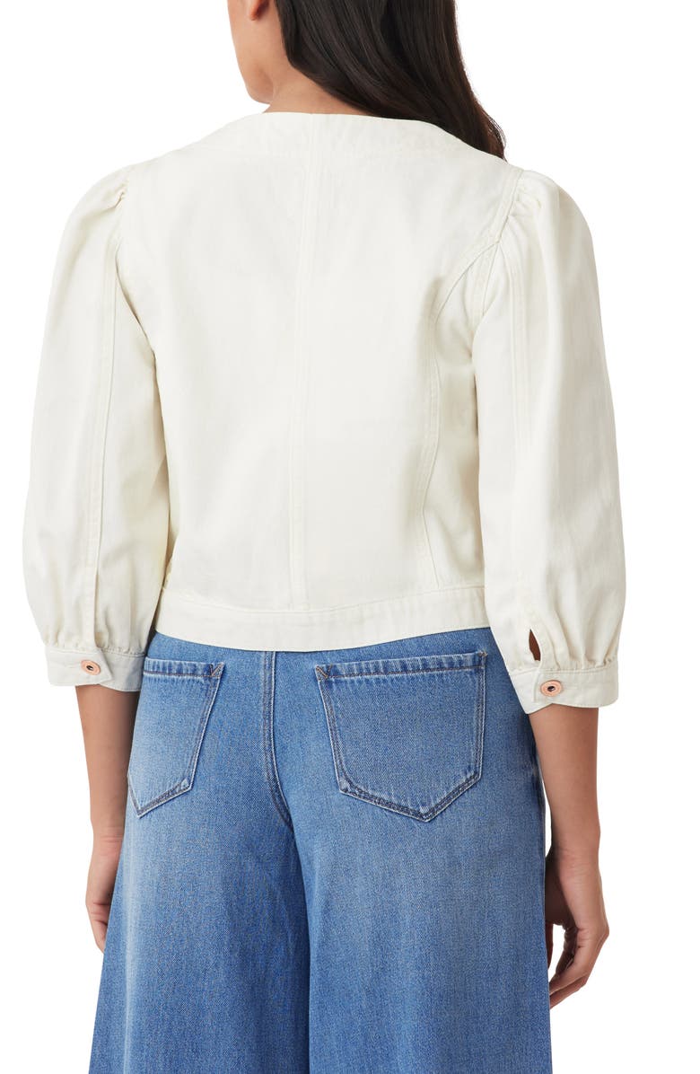Kensie Collarless Crop Denim Jacket, Alternate, color, Natural