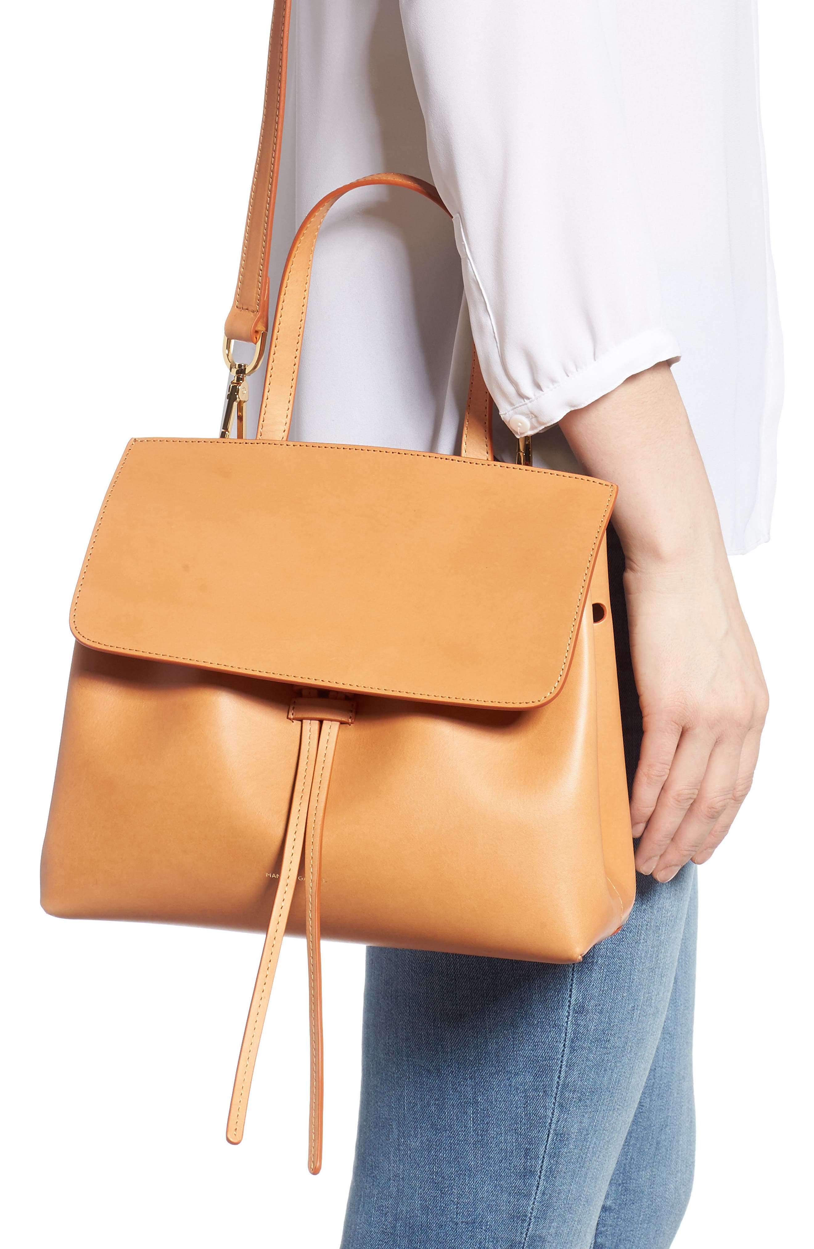 Mini Lady Leather Bag, Alternate, color, CAMMELLO/ ROSA