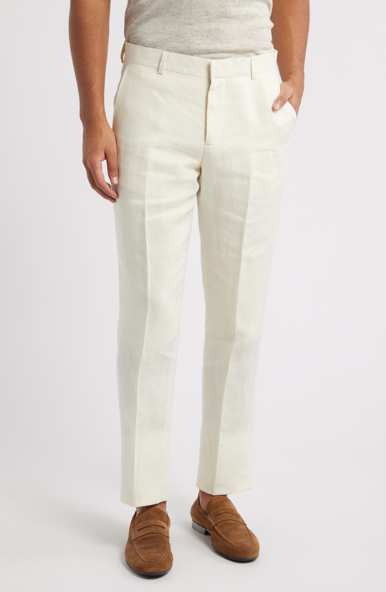 Nordstrom Henrik Trim Fit Italian Linen Suit Separate Pants, Main, color, Ivory Vanilla