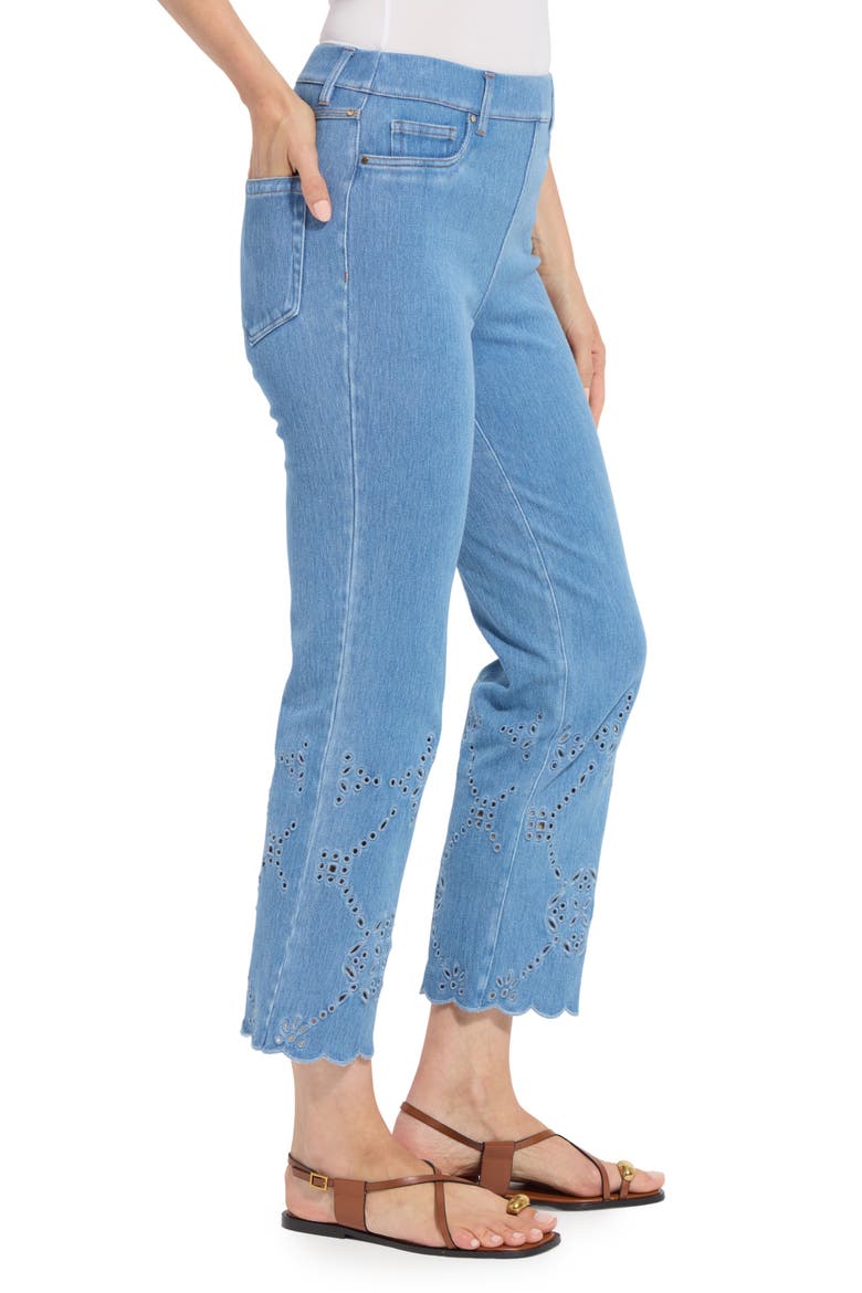 Billie Eyelet Pull-On High Waist Crop Straight Leg Jeans, Alternate, color, BLEACHED BLUE