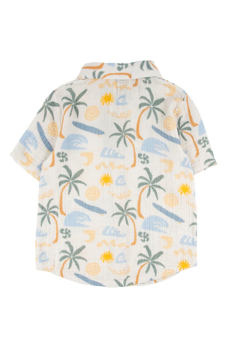 Miki Miette Kids' Jerry Tropical Print Short Sleeve Cotton Button-Up Shirt, Alternate, color,