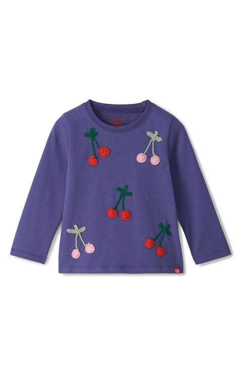Kids' Skipper Blue Cherries Long Sleeve Cotton T-Shirt