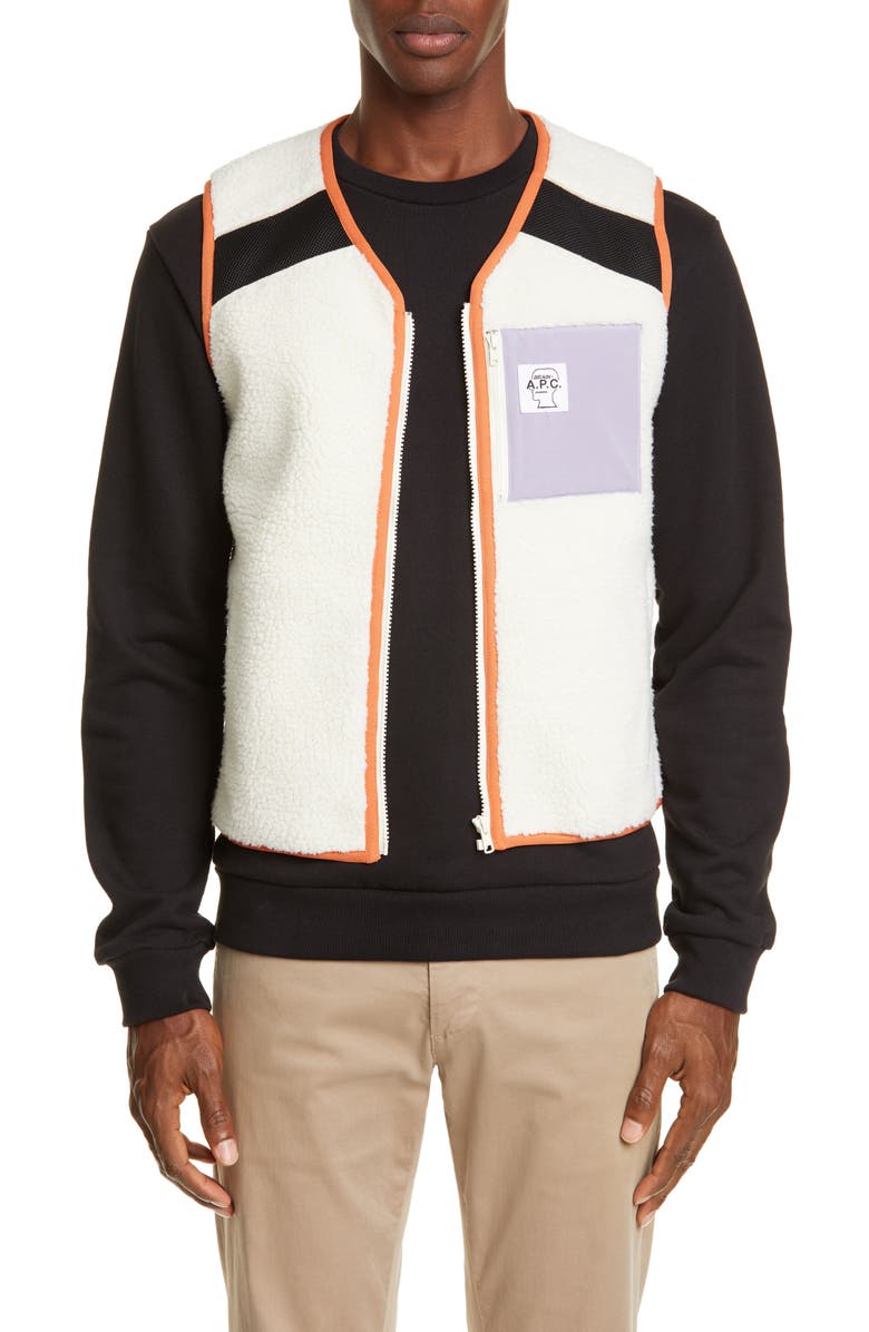 A.P.C. Gilet 'Future Shock' Faux Shearling Vest, Main, color, 