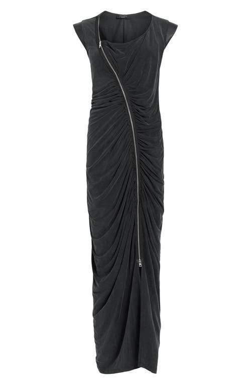 Allsaints Umbra Asymmetric Ruched Dress In Black
