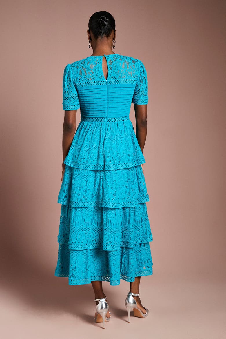 Tiered Lace Midi Dress, Alternate, color, Teal