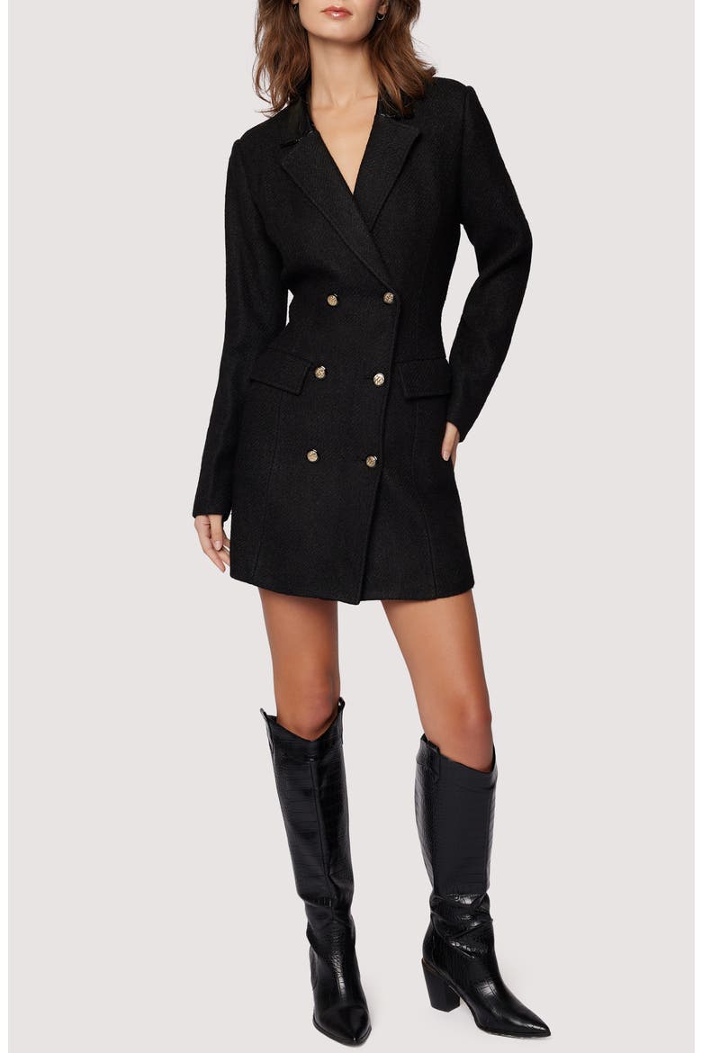 Alessia Double Breasted Long Sleeve Blazer Minidress, Alternate, color, BLACK