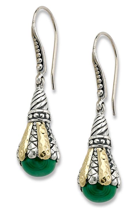 Sterling Silver & 18K Gold Drop Earrings
