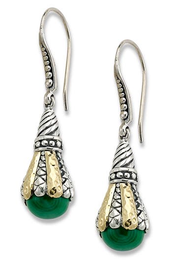 Samuel B. Sterling Silver & 18k Gold Drop Earrings In Green