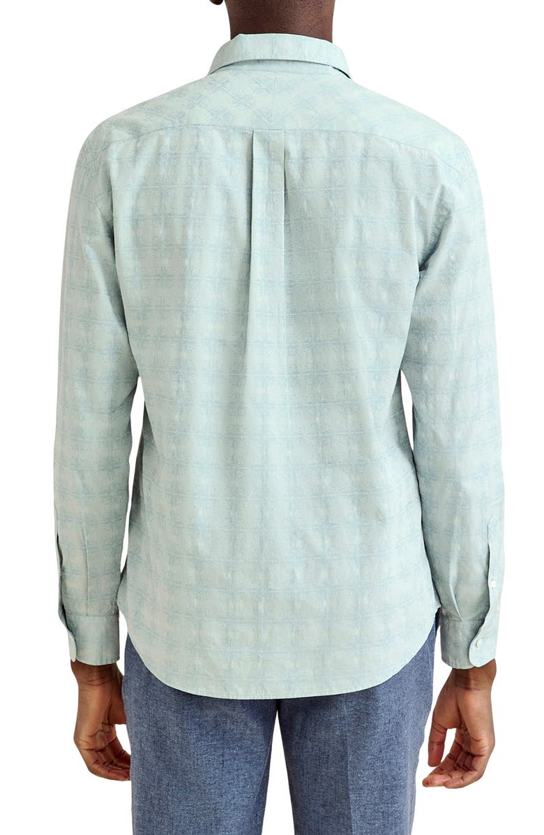 Billy Reid Mélange Tile Print Cotton Button-Up Shirt, Alternate, color, Steel Blue