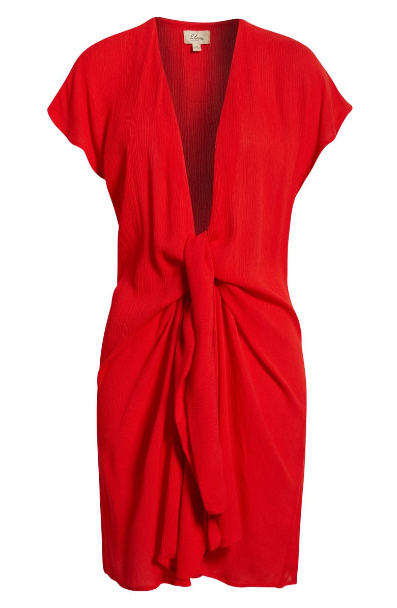 Elan Tie Front Cover-Up Wrap Dress, Alternate, color, Red