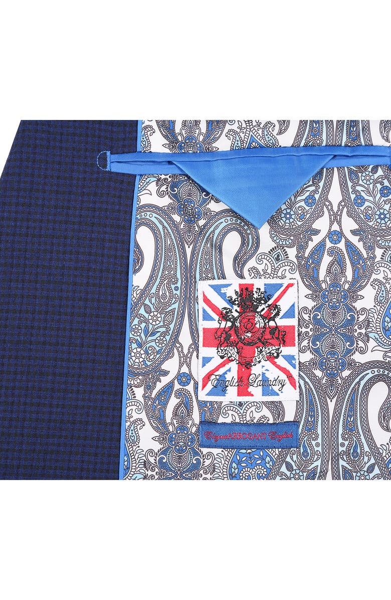 English Laundry Miniature Plaid Navy Stretch Mélange Suit, Alternate, color, Black/ Blue