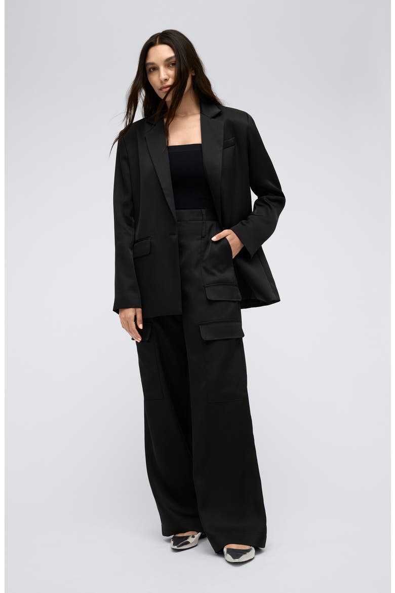 Satin Cargo Pants, Alternate, color, BLACK