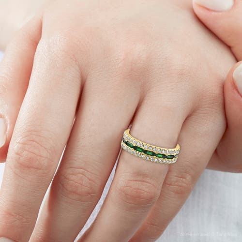 Bliss Diamond 2 1/2 Ct Diamond & Emerald Eternity Ring In Gold