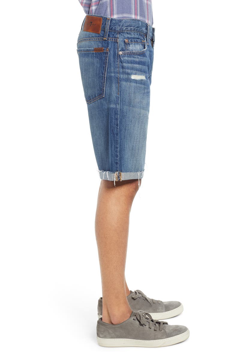 7 For All Mankind® Cutoff Denim Shorts, Alternate, color, LEGEND DESTROYED