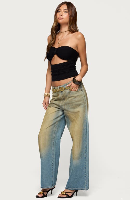 Edikted Cutout Strapless Knit Top In Black