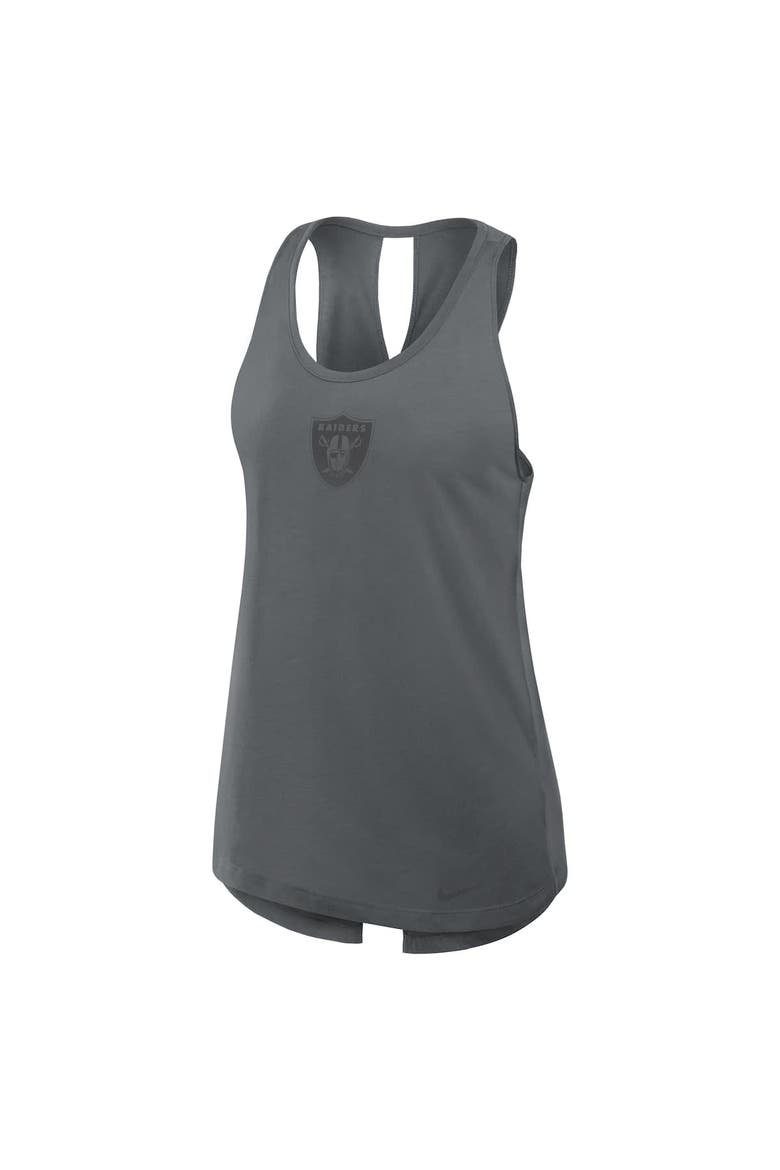 Women's Nike Gray Las Vegas Raiders Glory Crisscross Performance Tank Top, Alternate, color, Charcoal