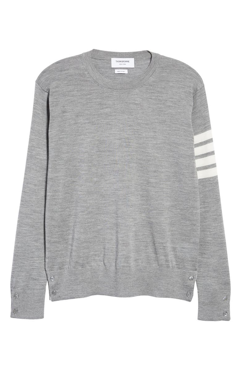Thom Browne Men's 4-Bar Merino Wool Sweater, Alternate, color, 058 - Pale Grey