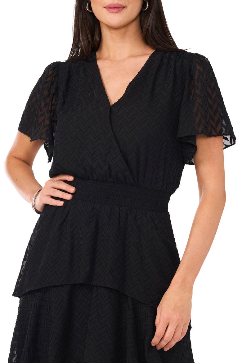 Four Tiered Flutter Sleeve Chiffon Midi Dress, Alternate, color, RICH BLACK