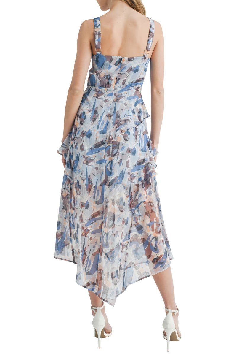 Mila Mae Asymmetric Hem Abstract Print Chiffon Dress, Alternate, color, 