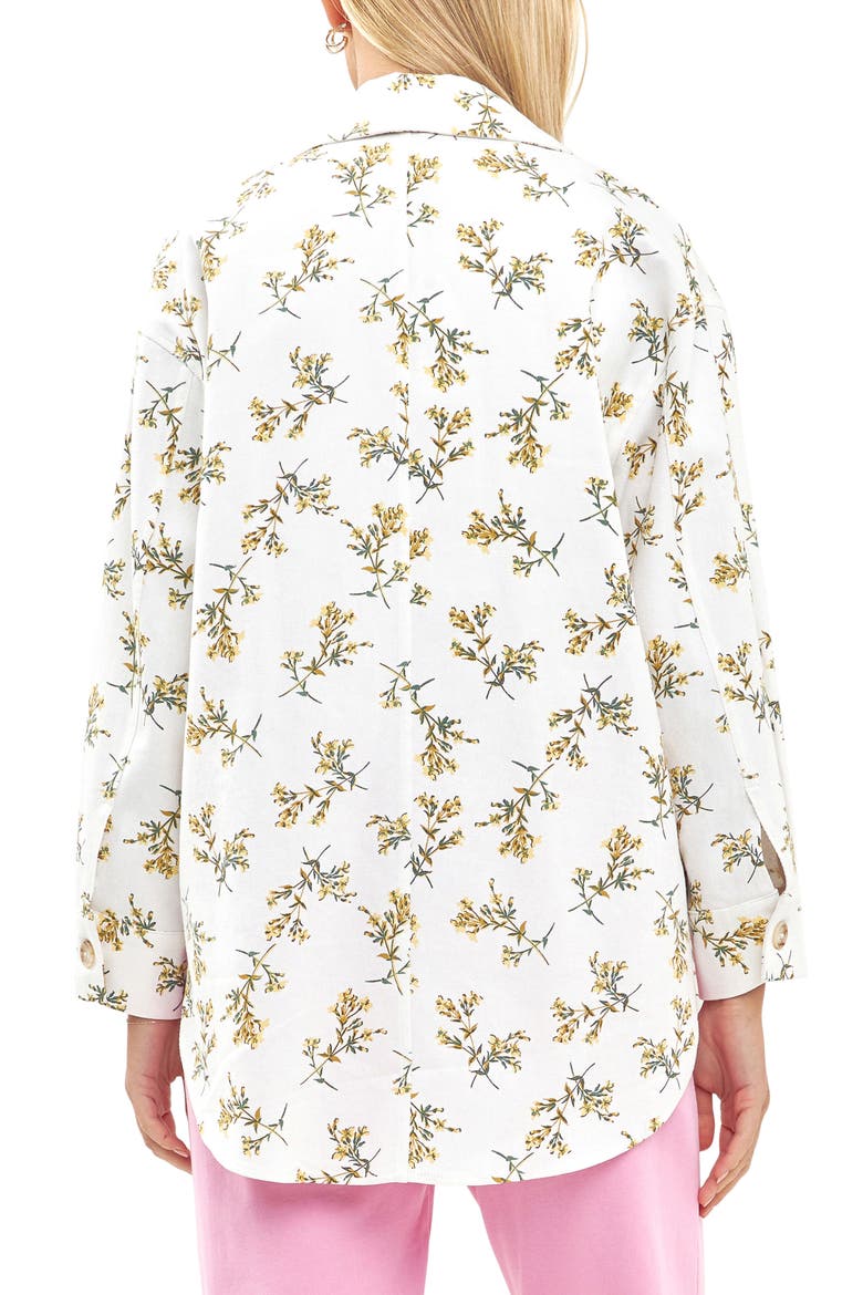 Floral Print Oversize Shirt Jacket, Alternate, color, WHITE MULTI