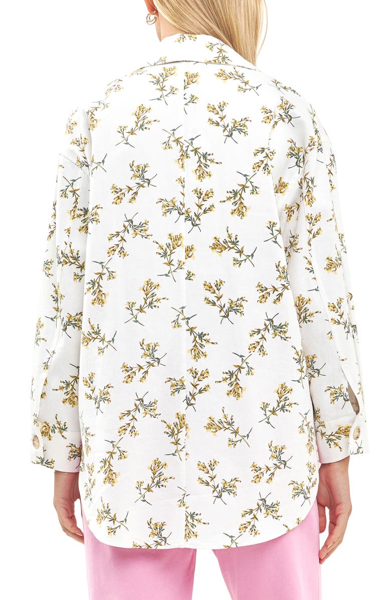 English Factory Floral Print Oversize Shirt Jacket, Alternate, color, White Multi