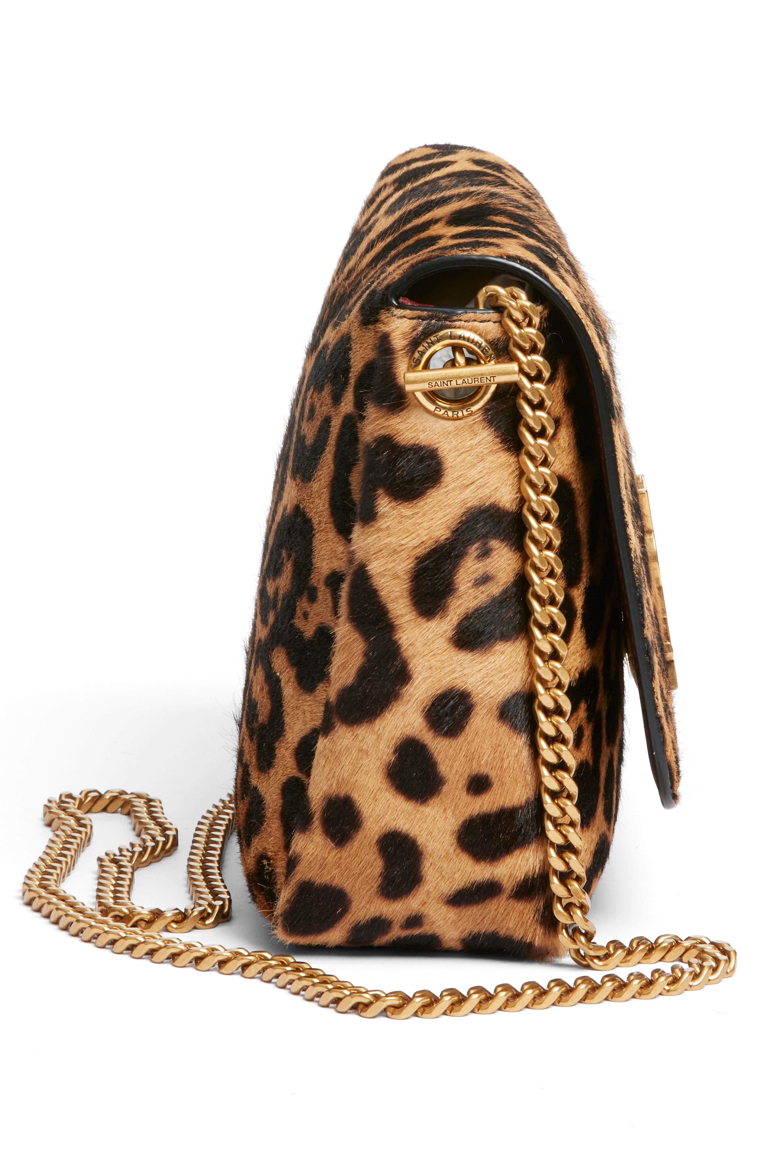 Saint Laurent Kate Genuine Calf Hair Supple Shoulder Bag, Alternate, color, Brown/ Noir