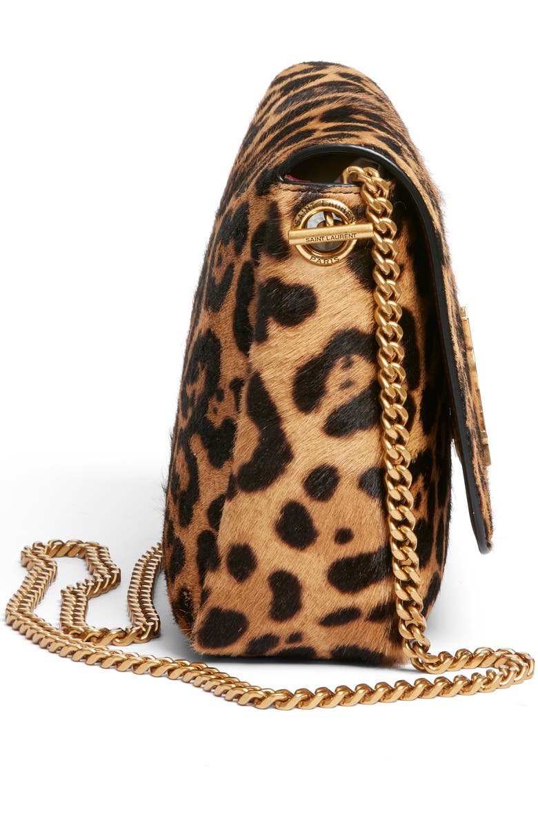 Saint Laurent Kate Genuine Calf Hair Supple Shoulder Bag, Alternate, color, Brown/ Noir