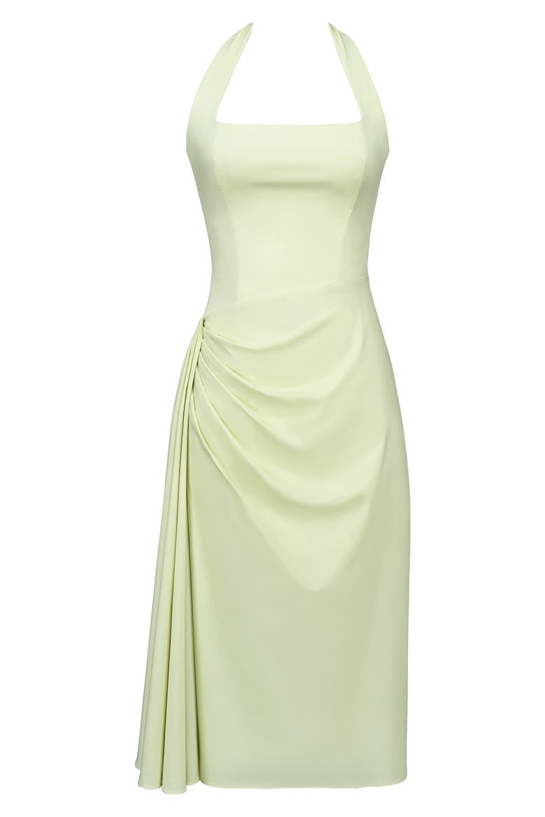 Tallulah Halter Neck Stretch Cotton Midi Dress, Alternate, color, MATCHA GREEN