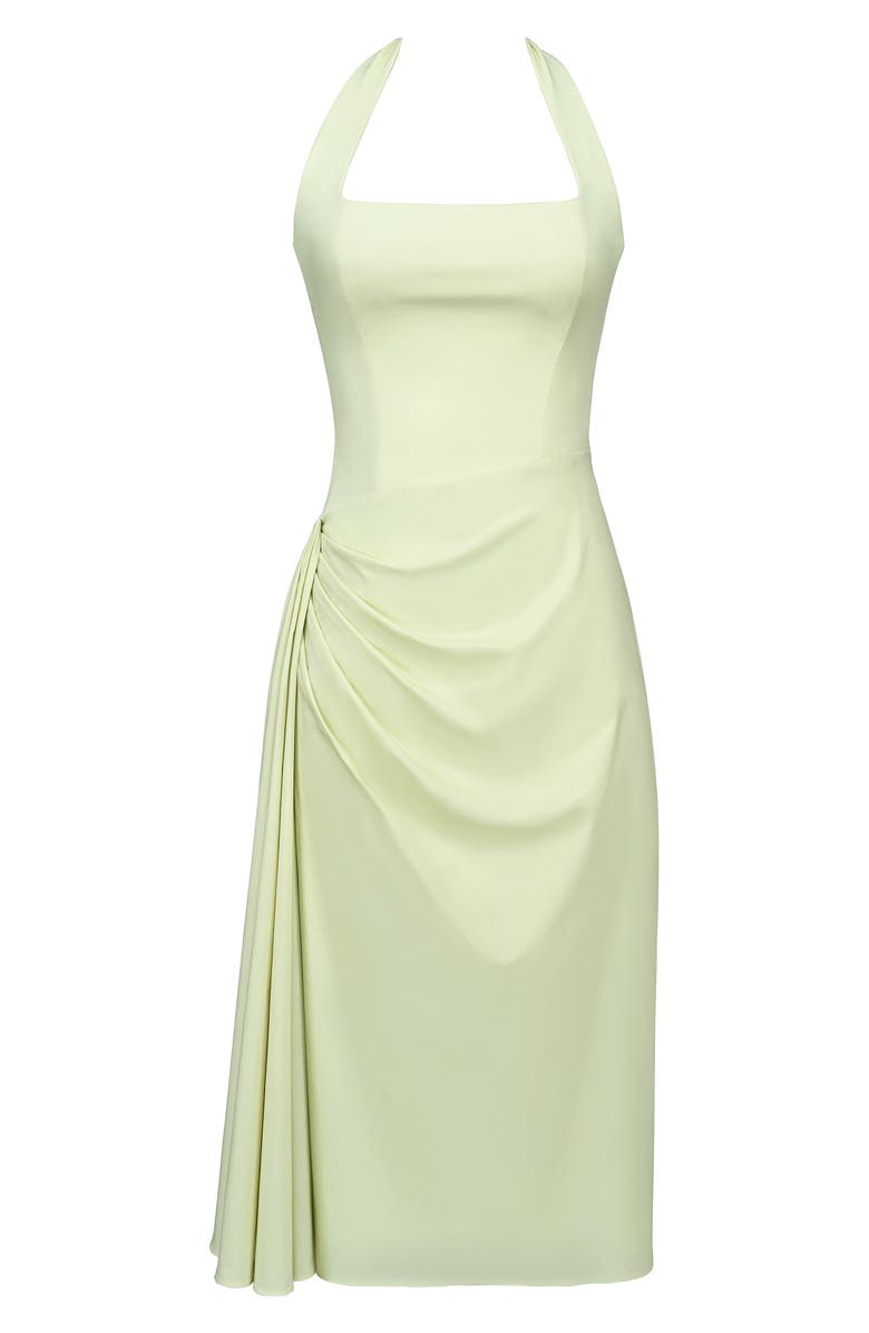 HOUSE OF CB Tallulah Halter Neck Stretch Cotton Midi Dress, Alternate, color, Matcha Green