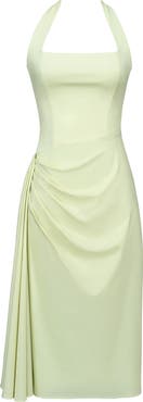HOUSE OF CB Tallulah Halter Neck Stretch Cotton Midi Dress