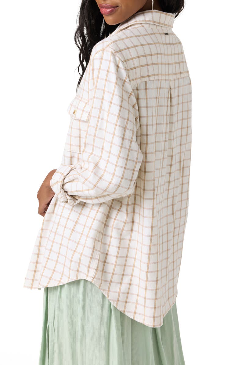 O'Neill Brooks Plaid Cotton Flannel Button-Up Shirt, Alternate, color, Winter White